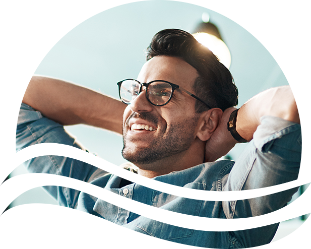 smiling man relaxing